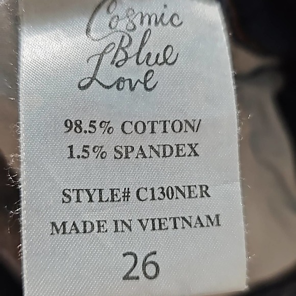 Cosmic Blue Love Distressed Jeans Size 26 - Picture 4 of 5